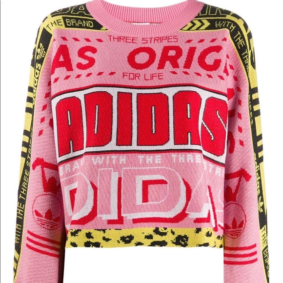 adidas pink cropped sweater